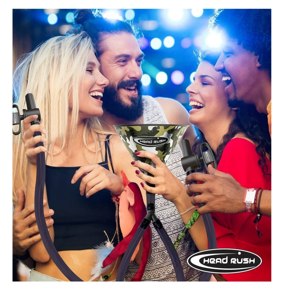 Beer Bong, Double Header 2-Tube, 8" x 6.5" Plastic Funnel with Dual Flexible Hose, 2 2-ft Long Thick Tubes for Parties and Games for Adults