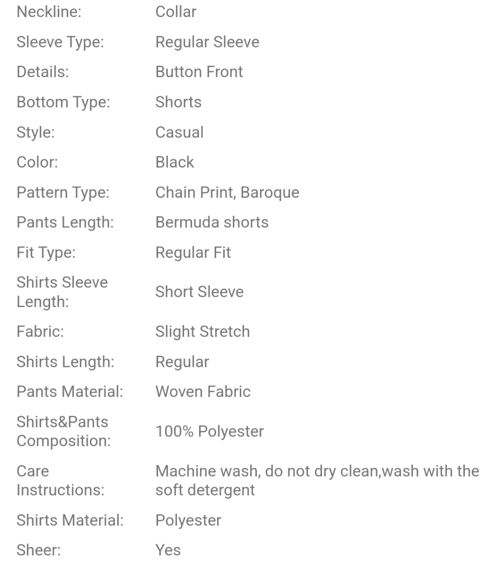Men's Printed Short Sleeve Shirt And Shorts Set COCOMONEY