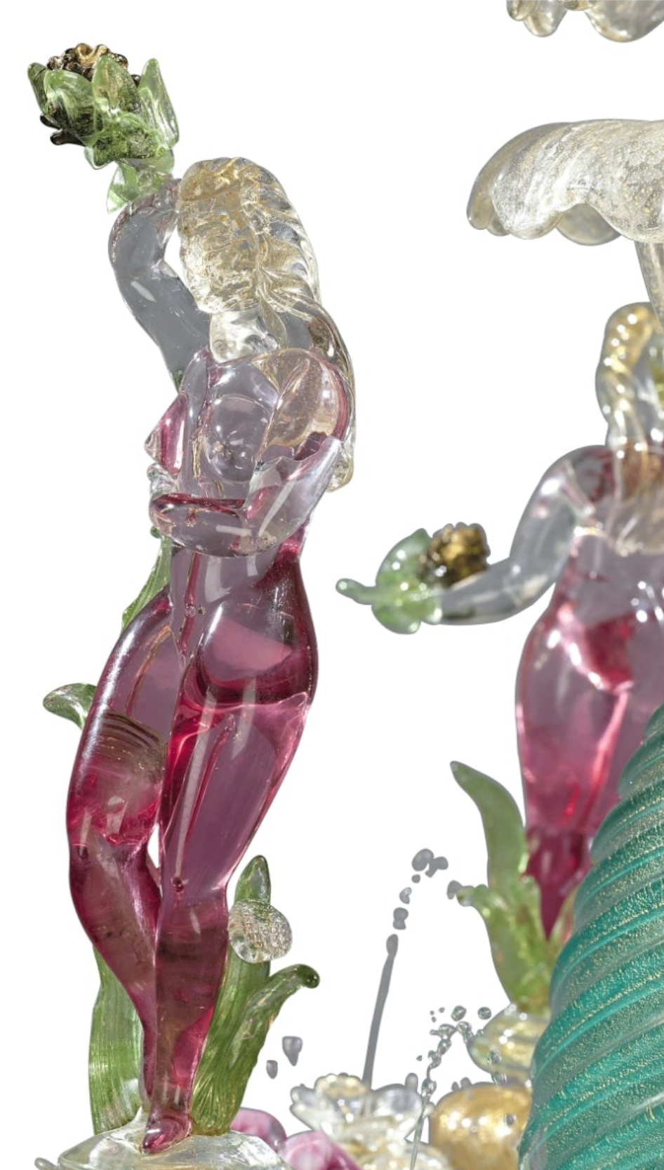 24-Carat Gold Leaf Murano Venetian Glass Water Fountain Incredible