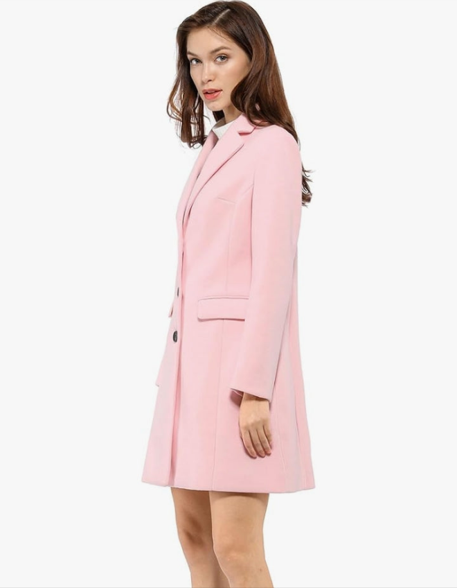 Pea Coat Single Breasted Long Winter Coats for Women
