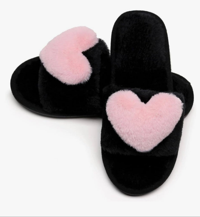 Women's LOVE Slippers Fuzzy Fluffy Memory Foam House Shoes Open Toe Indoor and Outdoor