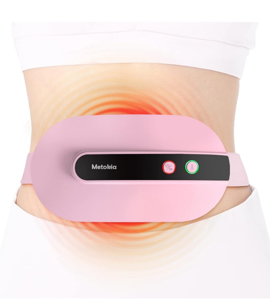 Portable Cordless Heating Pad, Heating Pad for Back Pain with 3 Heat Levels & 3 Vibration Massage Modes, Portable Electric Fast Heating Belly Wrap Belt for Women and Girl(Pink)