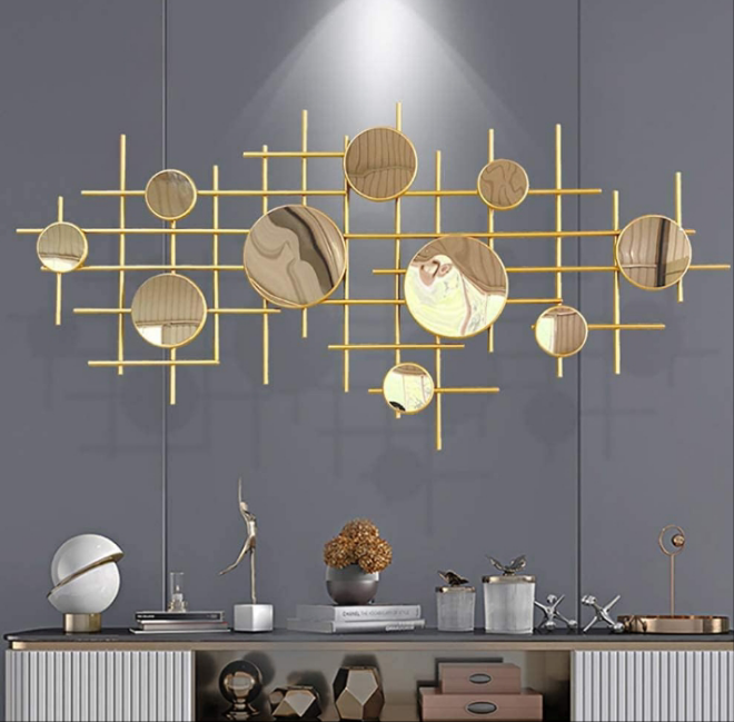Three-Dimensional Wrought Iron Artwork Metal Wall Hanging Geometric Abstract Wall Decor for Home 12060cm Art Home Decor