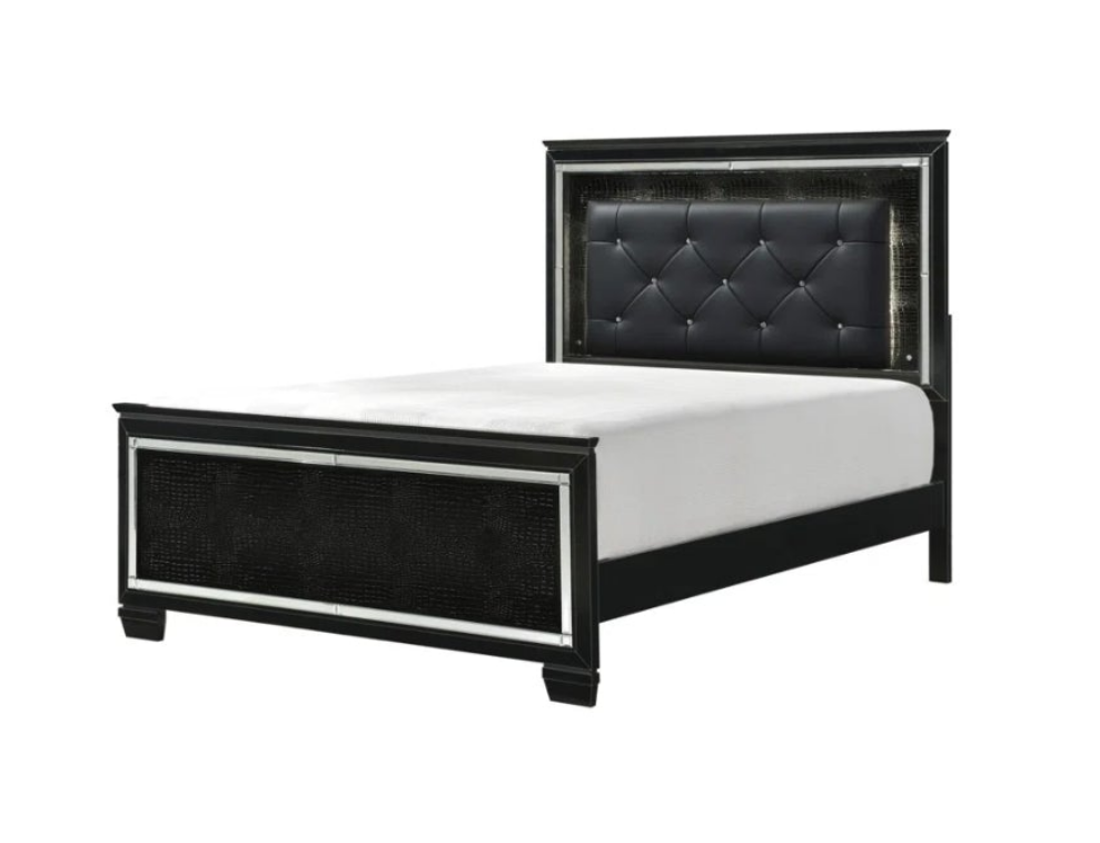 Faux Leather Upholstered LED Panel Bedroom Set 3 pieces