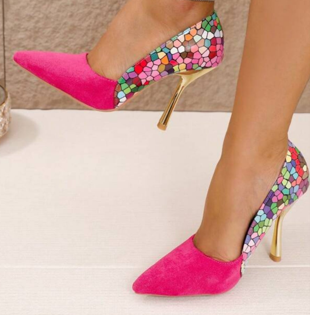 Fashion Splicing Magenta High Heel Pumps, Sexy High Heels