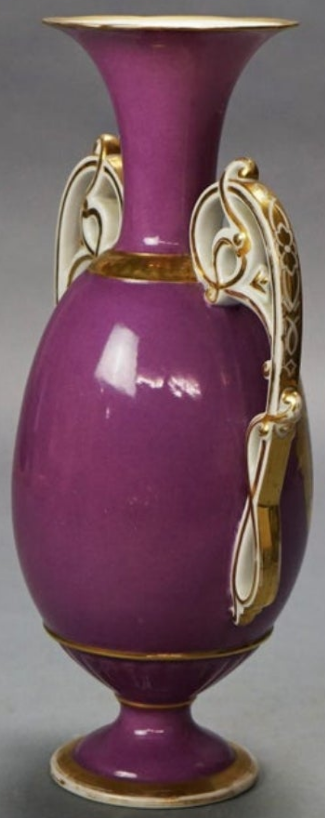 Antique Old Paris Porcelain Scenic Landscape Vase with Scroll Form Handles