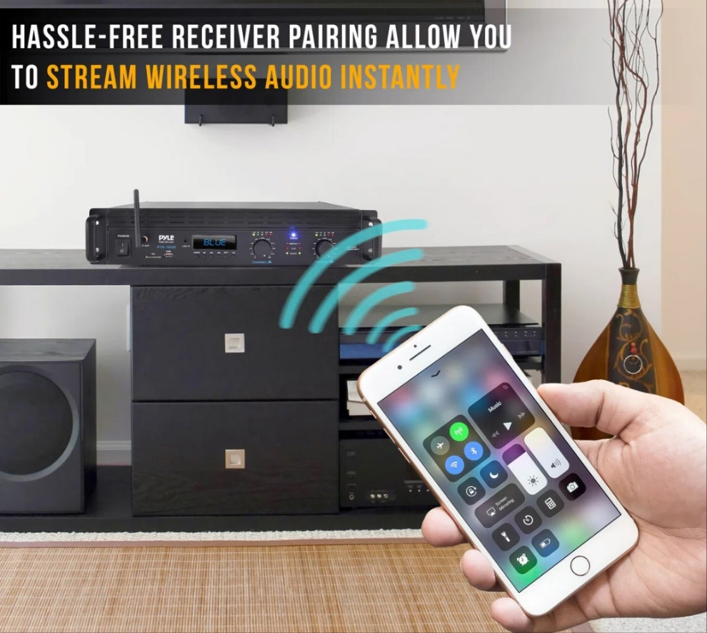 2-Channel Bluetooth Power Amplifier - 2000W Bridgeable Rack Mount Pro Audio Sound Wireless Home Stereo Receiver W/Trs Xlr Input,Lcd, Bridge Mode, Cooling Fan - Entertainment Speaker System