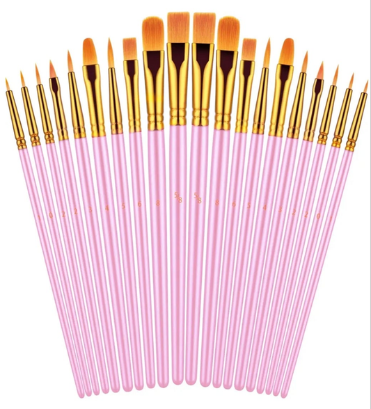 Paint Brushes Set, 20 Pcs Paint Brushes for Acrylic Painting, Oil Watercolor Acrylic Paint Brush, Artist Paintbrushes for Body Face Rock Canvas, Kids Adult Drawing Arts Crafts Supplies,