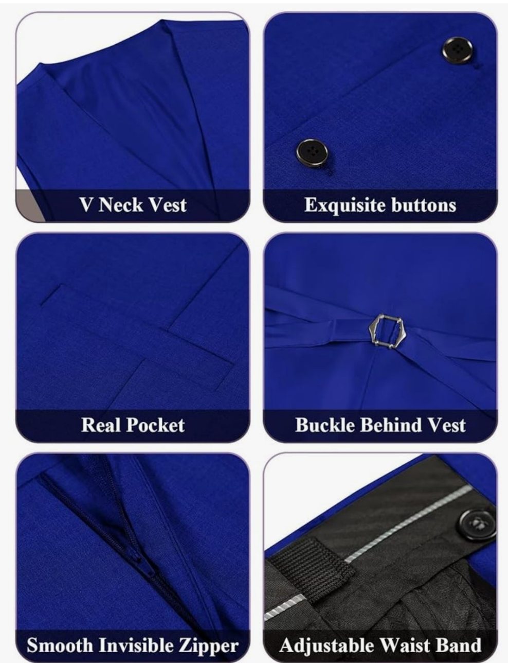 Men's 3 Piece Slim Fit Suit One Button Shawl Lapel Jacket Vest Pants Tuxedo Set with Bow Tie Pocket Square
