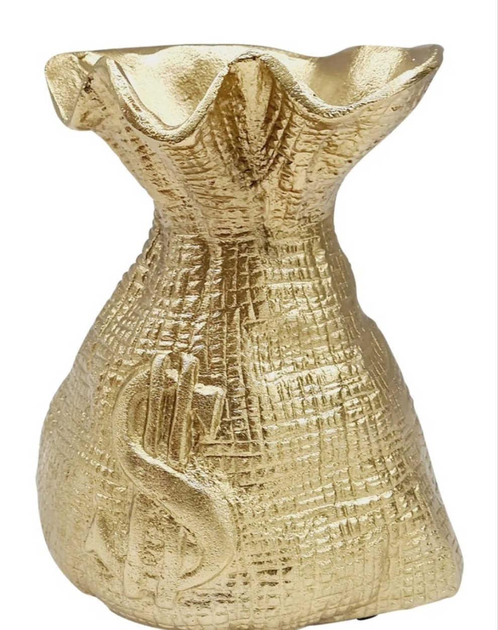 Money Bag Decor Gold Metal Aluminum you can hold stuff inside it money flowers condoms whatever
