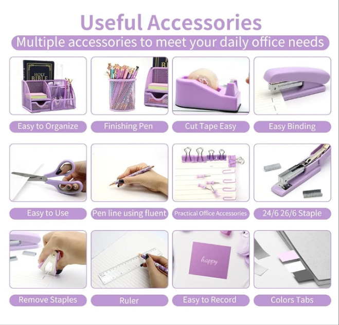 12 in 1 Desk Organizers and Accessories Set, Gifts for Coworkers, Office Supplies, Stapler Pen Holder Tape Holder Staples Scissors Ruler Staple Remover for Home School