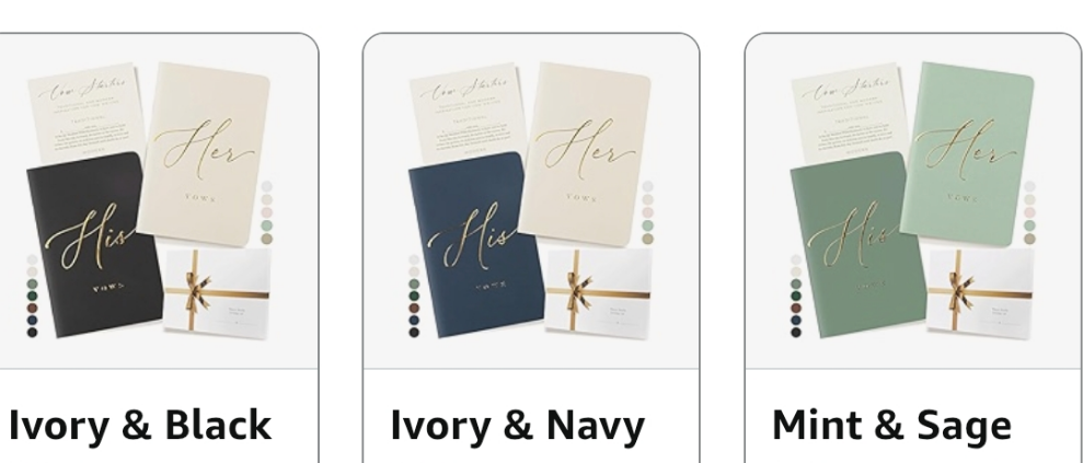 Wedding Vow Book for Her & Him, Soft Touch, Gold Foil Engraving, 28 Lined Pages, Wedding Vow Books His and Hers, Wedding Essentials, Wedding Registry Ideas, His and Hers Gifts