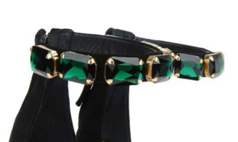 Rhinestone Fish Mouth Pumps-Black