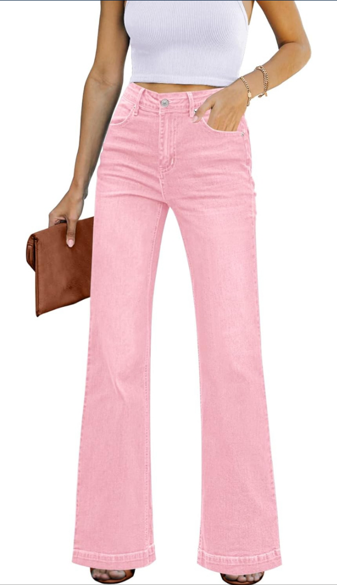 Flare Jeans High Waisted Wide Leg Baggy Jean for Women Stretch Denim Pants
