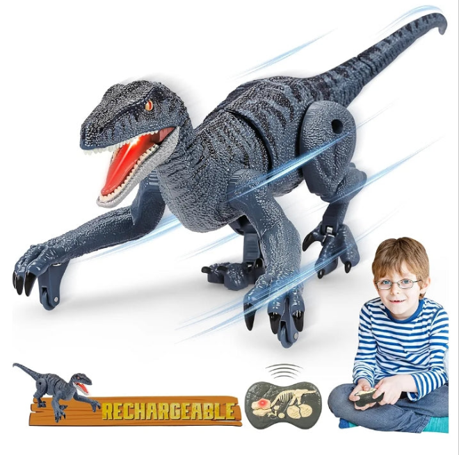 Remote Control Dinosaur for Kids,2.4G Electronic RC Toys Velociraptor with 3D Eye Shaking Head &Roaring Sounds,Indoor Toys for 5 6 7 8 Year Old Gifts