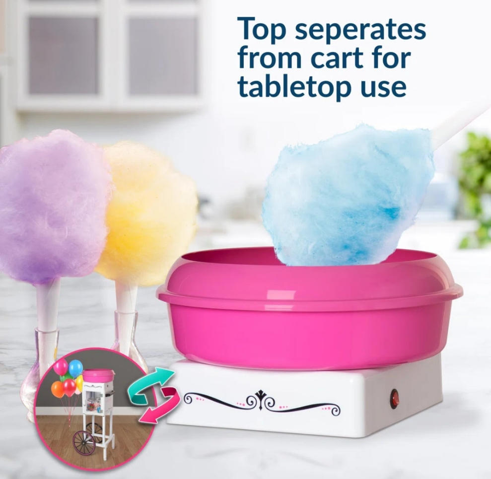 Cotton Candy Cart, 36” Tall Vintage Style With Storage Compartment cute fun design