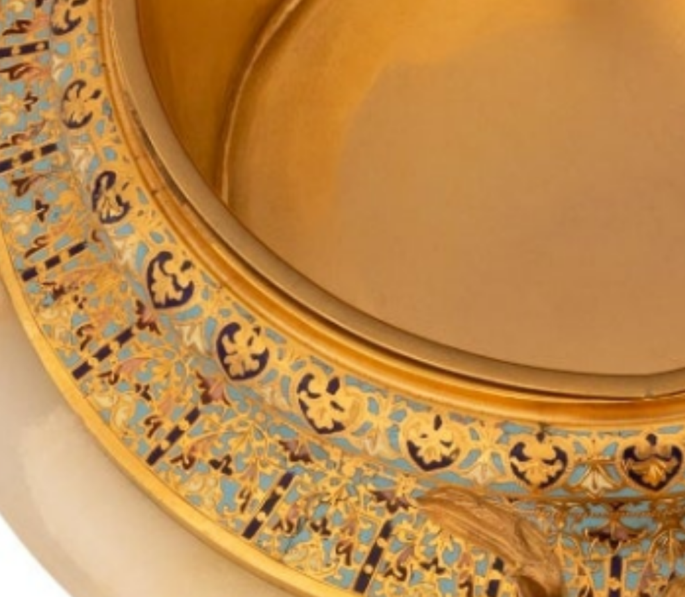 Stunning piece A French 19th century Belle Epoque period Onyx, Cloisonné and Ormolu centerpiece planter