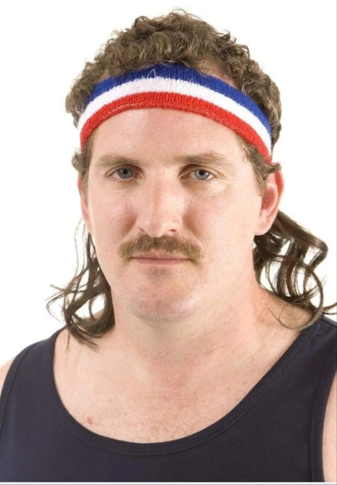 Headband with Mullet Wig, One Size