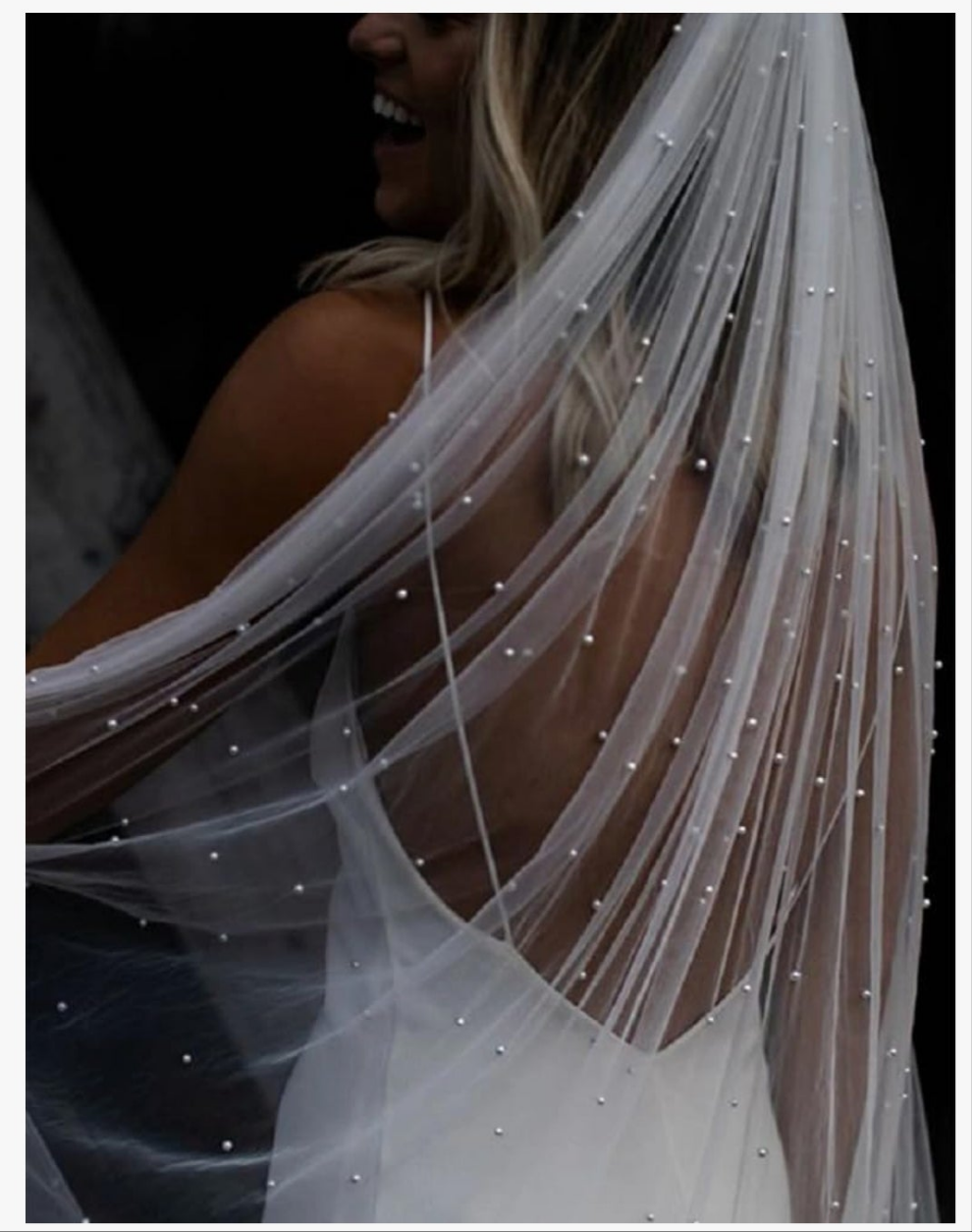 1 Tier Pearl Wedding Bridal Veil With Metal Comb