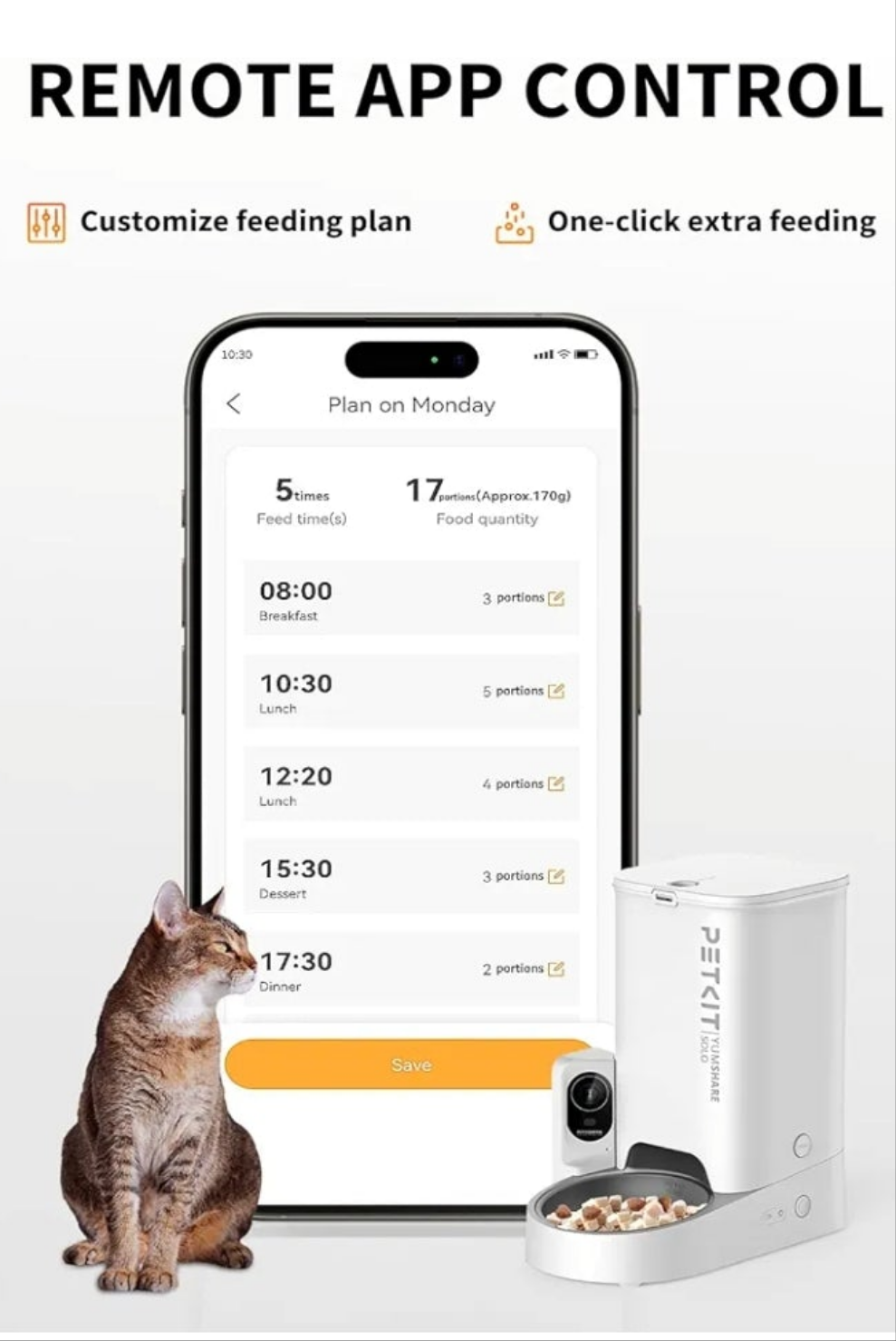 Automatic Cat Dog Feeder with Camera, 1080P HD Video with Night Vision, 2.4G WiFi Pet Feeder for Cat & Small Dog, 2-Way Audio & Meal Call Pet Food Dispenser with Desiccant Bag, Motion Capturing