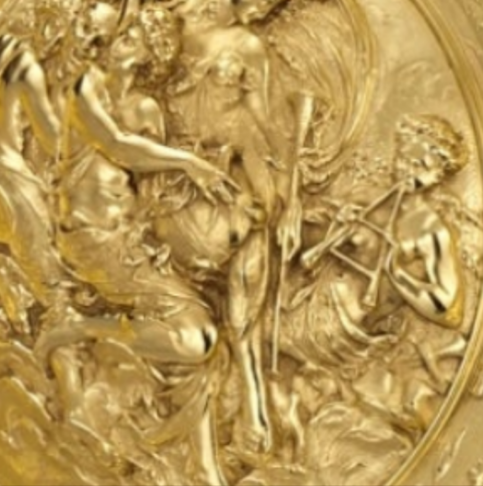 Rothschild "Poetry" Sterling Silver Gilt Salver by Elkington & Co.