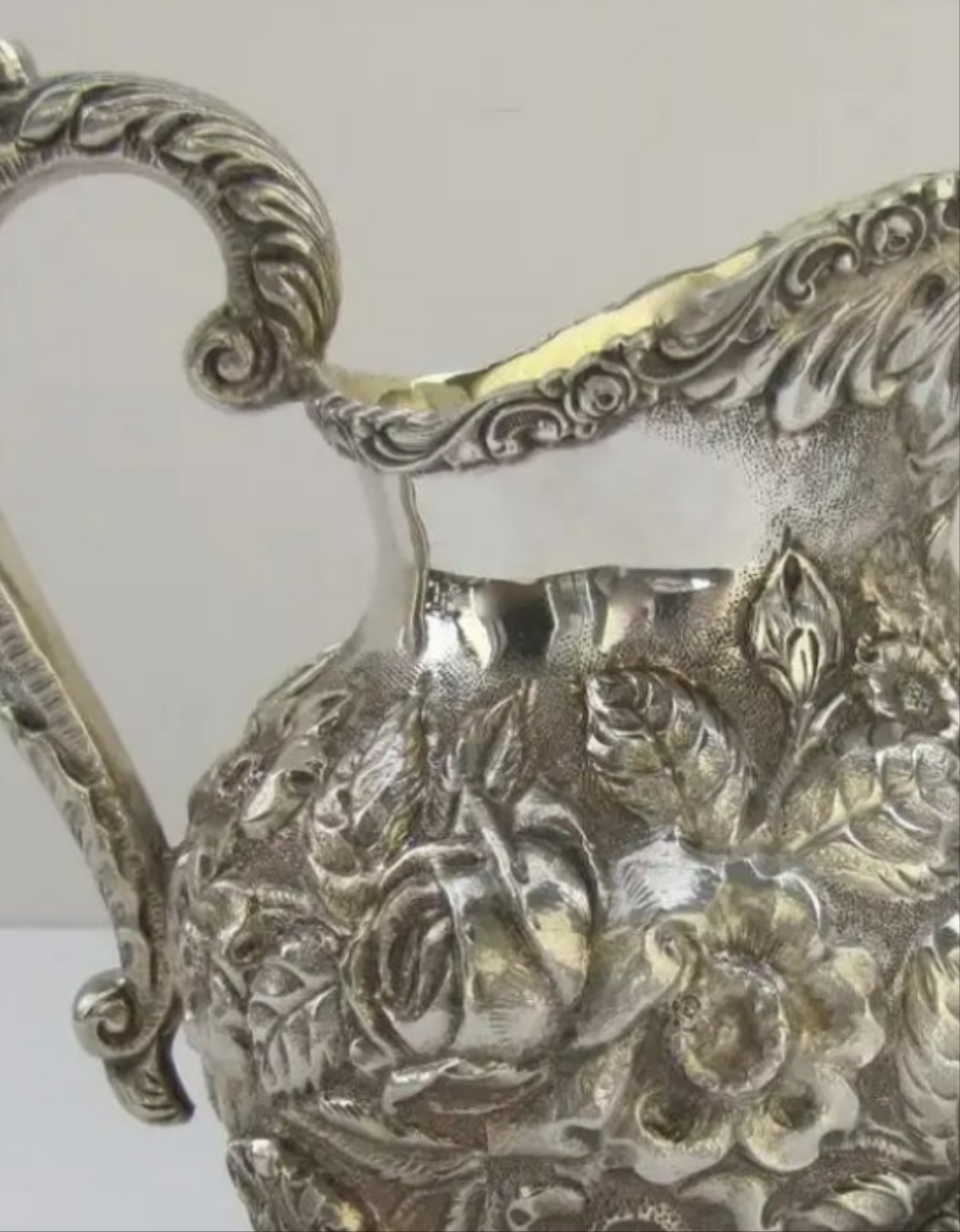 Sterling Silver Tea Coffee Set Repousse Baltimore Rose by Schofield 5 Piece