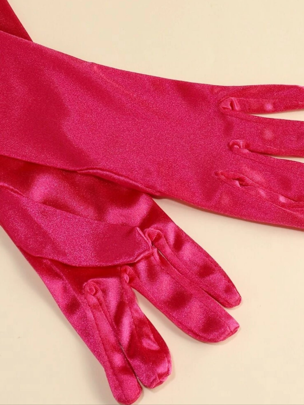 1pair Ladies' Fuchsia Long Satin Gloves, Elegant & Simple, Suitable For Daily Dancing Parties And Stage Performances Halloweenwedding