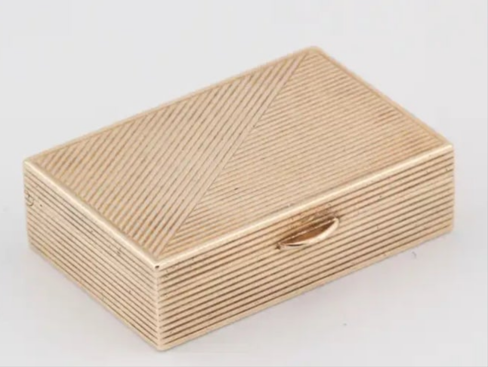 14k Gold Tiffany & Co. Heavy Vintage 14k Gold Pill Box hallmark of 1970s design