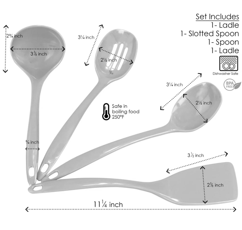 4 Piece Cooking Utensils Set Multiple Colors to choose from