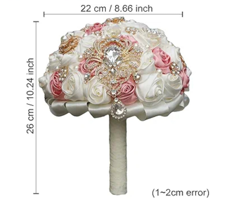 Handmade Rose Foral Rhinestone Pendant Pearl Decor Bridal Bouquet Luxury Gold Rhinestone Artificial Flowers Bouquet for WeddingHandmade Rose Foral Rhinestone Pendant Pearl Decor Bridal Bouquet Luxury Gold Rhinestone Artificial Flowers Bouquet for Wedding