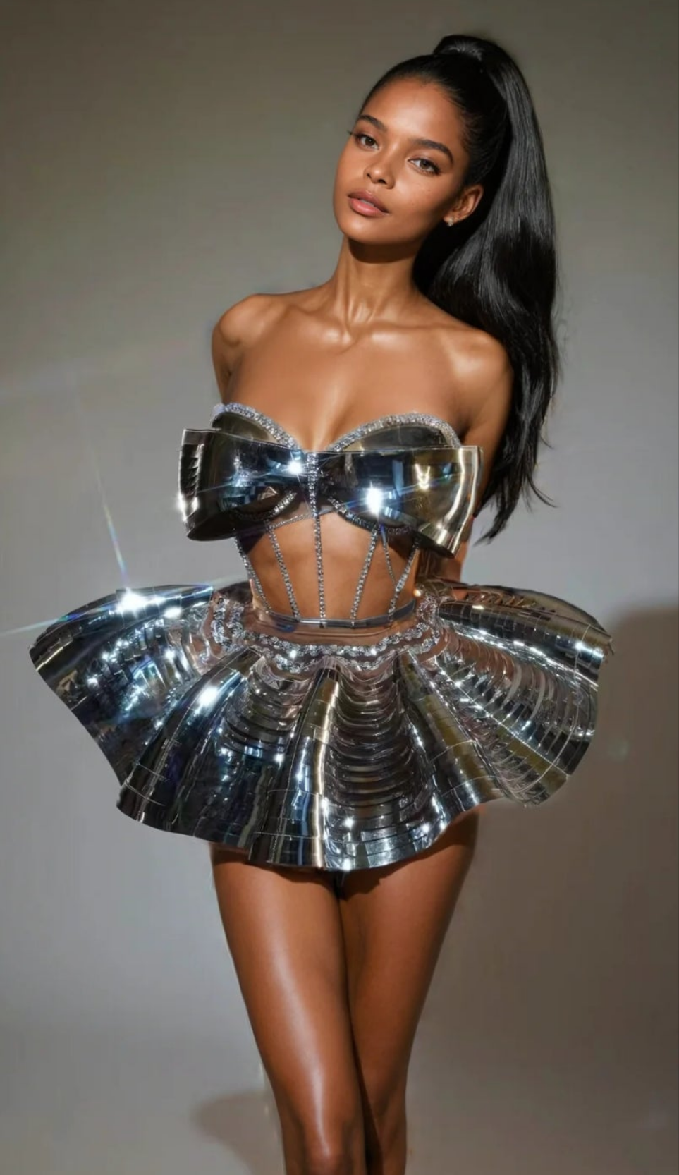 COCOMONEY Corset Metallic Crystal Dress size 0 small