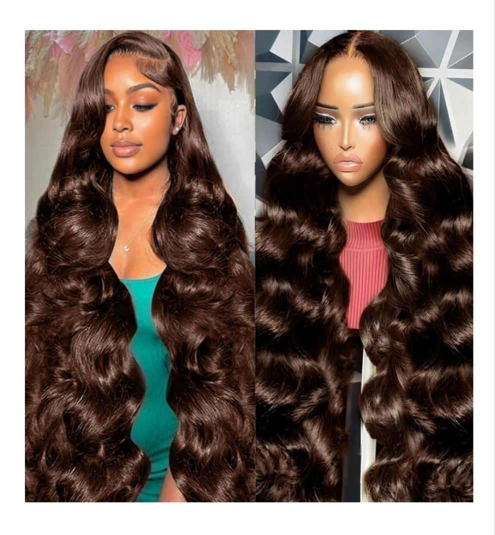 30 Inch Chocolate Brown Lace Front Wigs Human Hair Pre Plucked 13X6 Body Wave HD Lace Frontal Wigs 180% Density Brown Wig Human Hair for Women Glueless Wigs