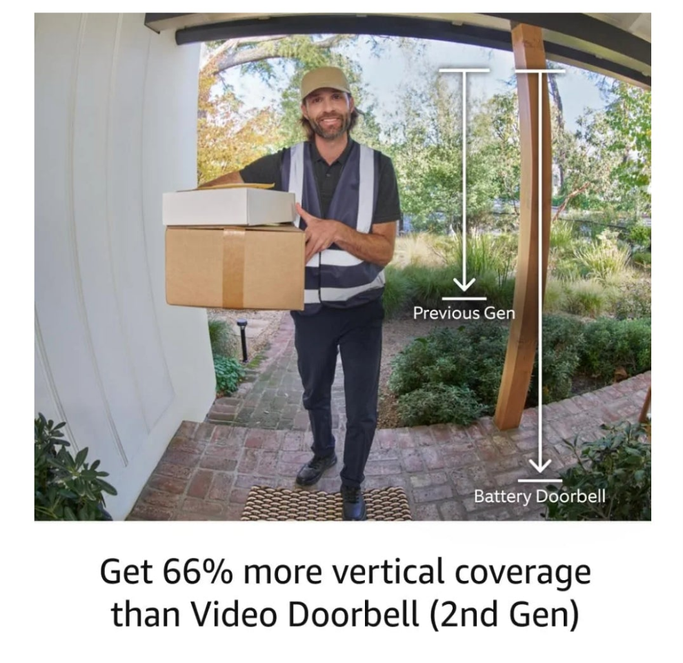 Ring Battery Doorbell | Home or business security with Head-to-Toe Video, Live View with Two-Way Talk, and Motion Detection & Alerts (newest model),