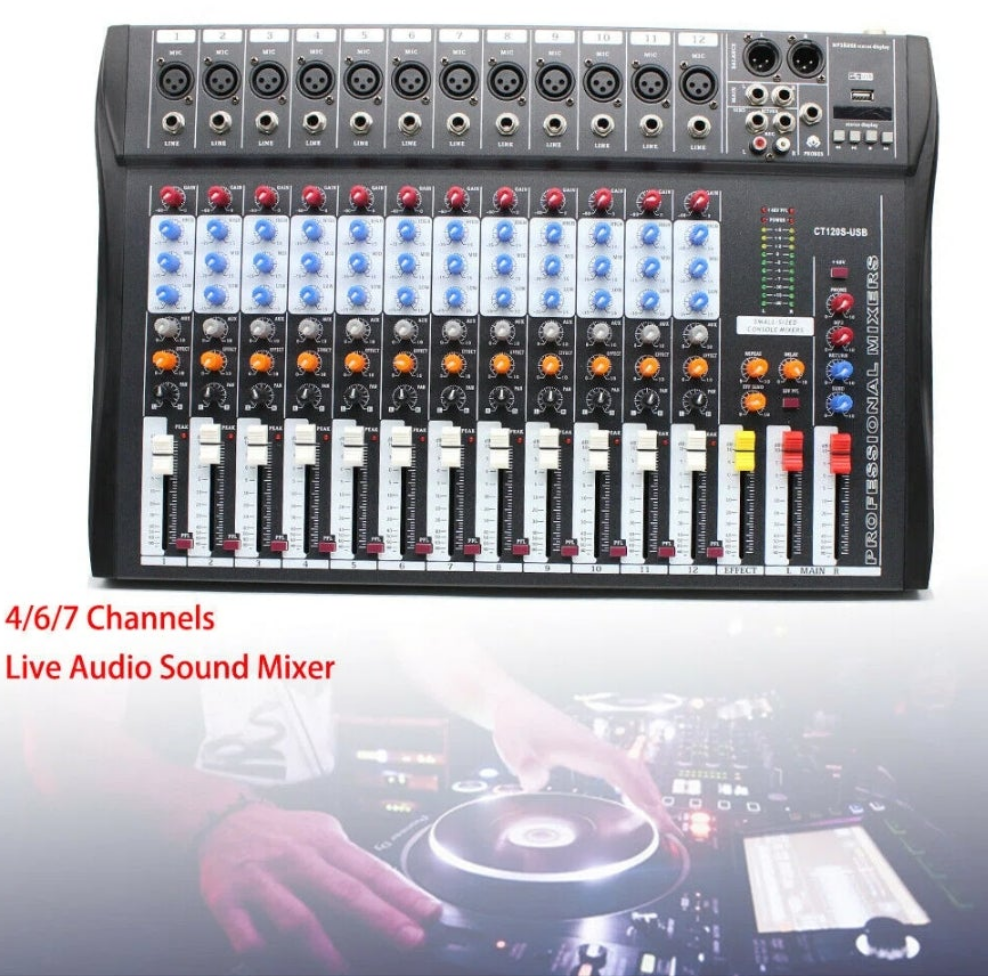 12 Channel Mixing Console Audio Mixer DJ Controller Professional