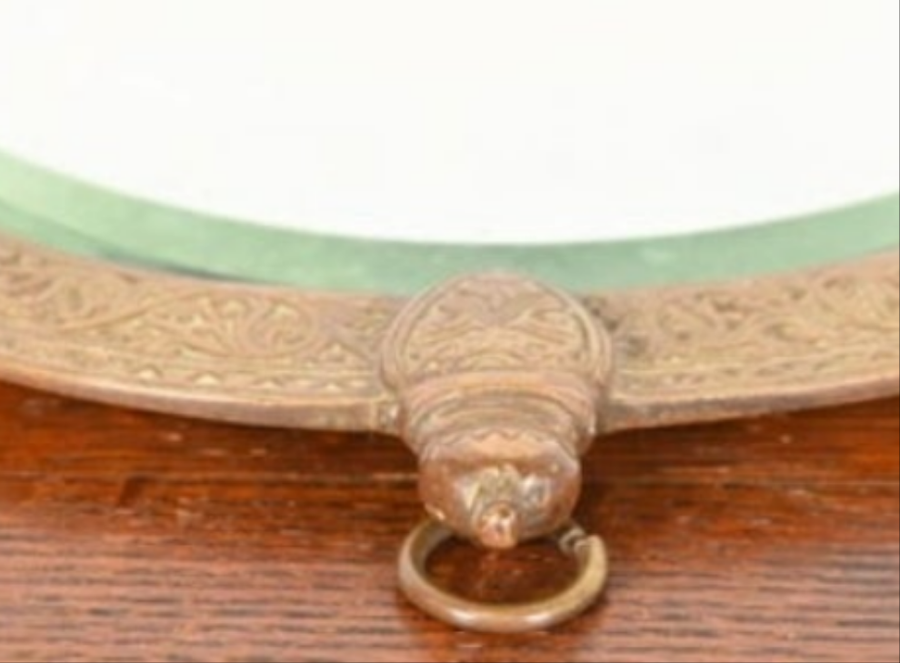 Antique Tiffany & Co. Bronze Doré Alhambra Vanity Hand Mirror, Circa 1910