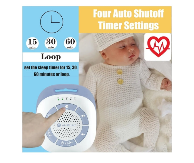 Mom's Heartbeat Baby Sleep Soother Sound Machine – Portable Rechargeable with 19 Soothing Sounds, Heartbeat Playback, Crib & Stroller Strap – Ideal for Newborns, Infants & Baby Shower Registry