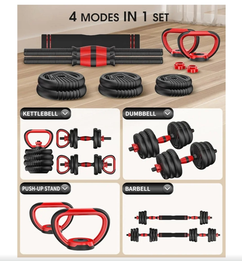 Adjustable Dumbbells, 10/25/35/55/70/90lbs Free Weight Set with Connector, 4 in1 Dumbbells Set Used as Barbell, Kettlebells, Push up Stand, Fitness Exercises for Home Gym Suitable Men/Women