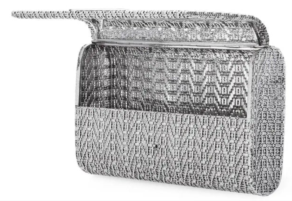 1960's Diamond Ladies Italian 18K White Gold Clutch Purse