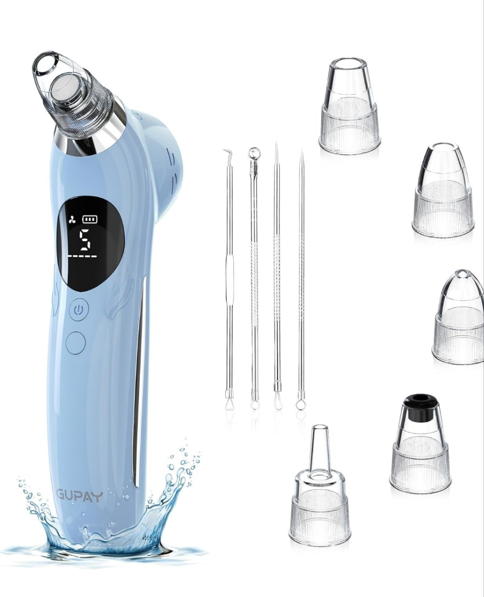 Blackhead Remover Vacuum Facial Pore Cleaner Electric Comedone Whitehead Extractor 5 Suction Probes and 5 Suction Levels Rechargeable Black Heads Remover Tools for Women & Men Facial Skin Care