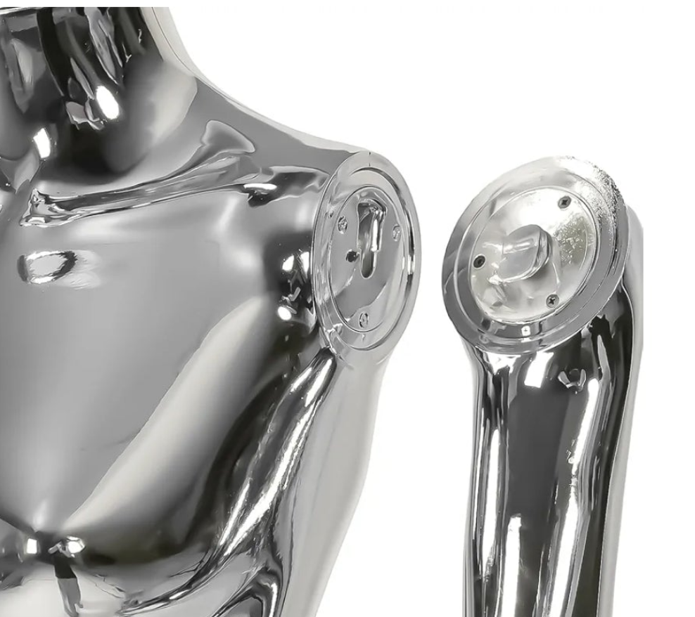 Mannequin Dress Form Display - Manikin Torso Stand Realistic Full Body Mannequin for Retail Clothing Shops, Halloween Christmas Cosplay (Silvery, Female or Male