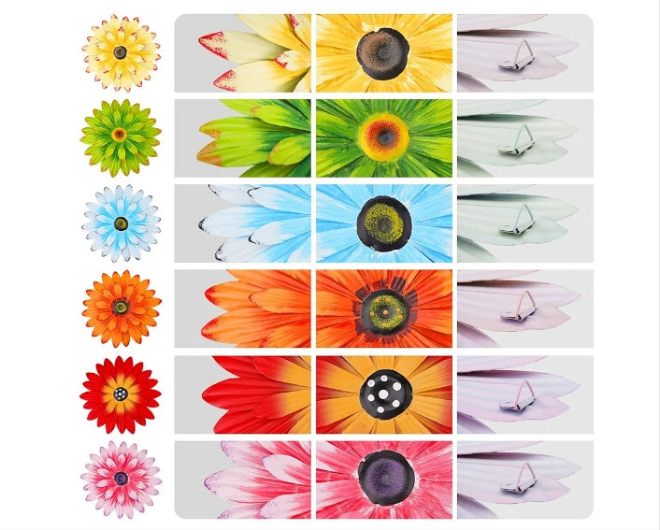 6 Pieces 8inch Metal Flowers for Outside Multiple Layer 3D Garden Wall Decor for Indoor Home Farmhouse Decoration