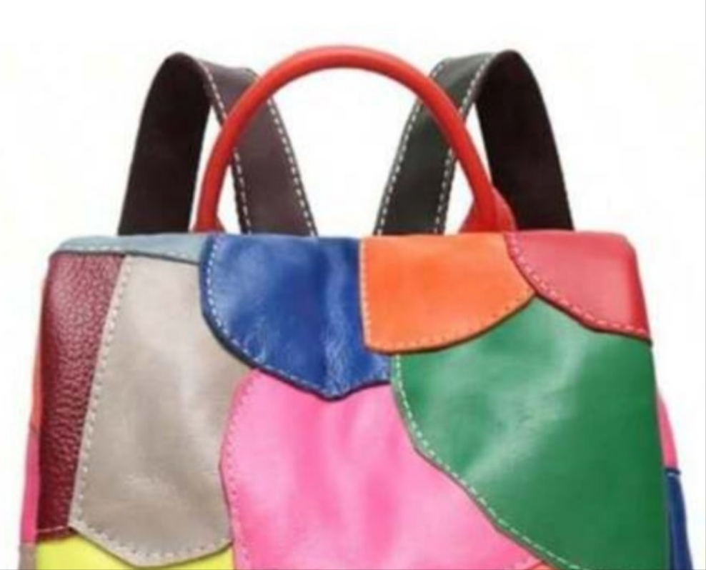 COCOMONEY Leather Patches Bookbag Multicolor
