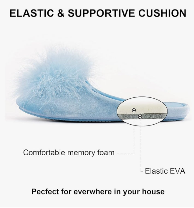 Women's Cozy Velvet Memory Foam House Slipper, Ladies Fuzzy Bedroom Slipper Non-slip Sole