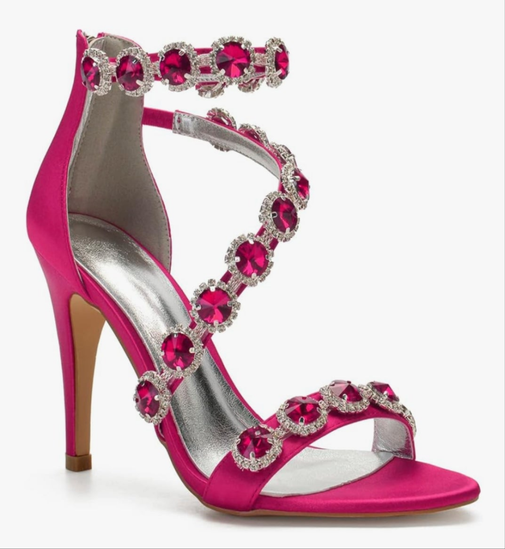 Ankle Strap High Heel Pumps Crystal Formal Evening Prom Party Dress Shoes stunning