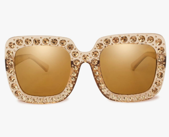 Extra Large Square Sparkly Crystal Sunglasses Bling Rhinestone Concert Glasses