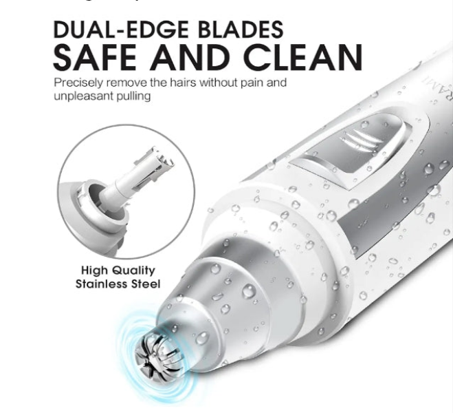 Ear and Nose Hair Trimmer Clipper - 2024 Professional Painless Eyebrow & Facial Hair Trimmer for Men Women,Battery-Operated Trimmer with IPX7 Waterproof,Dual Edge Blades for Easy Cleansing