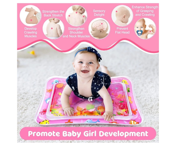 Tummy Time Water Mat for Baby Girl Baby Girl Toys for 3 to 12 Months Great Baby Girl Gifts Promote Baby Girl Sensory Development
