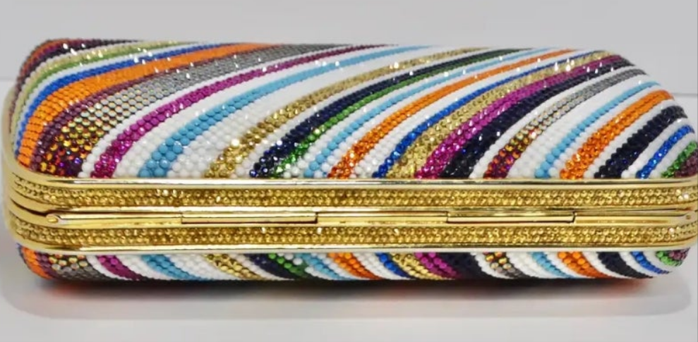 Judith Leber Multicolor Swarovski Crystal Embellished Clutch
