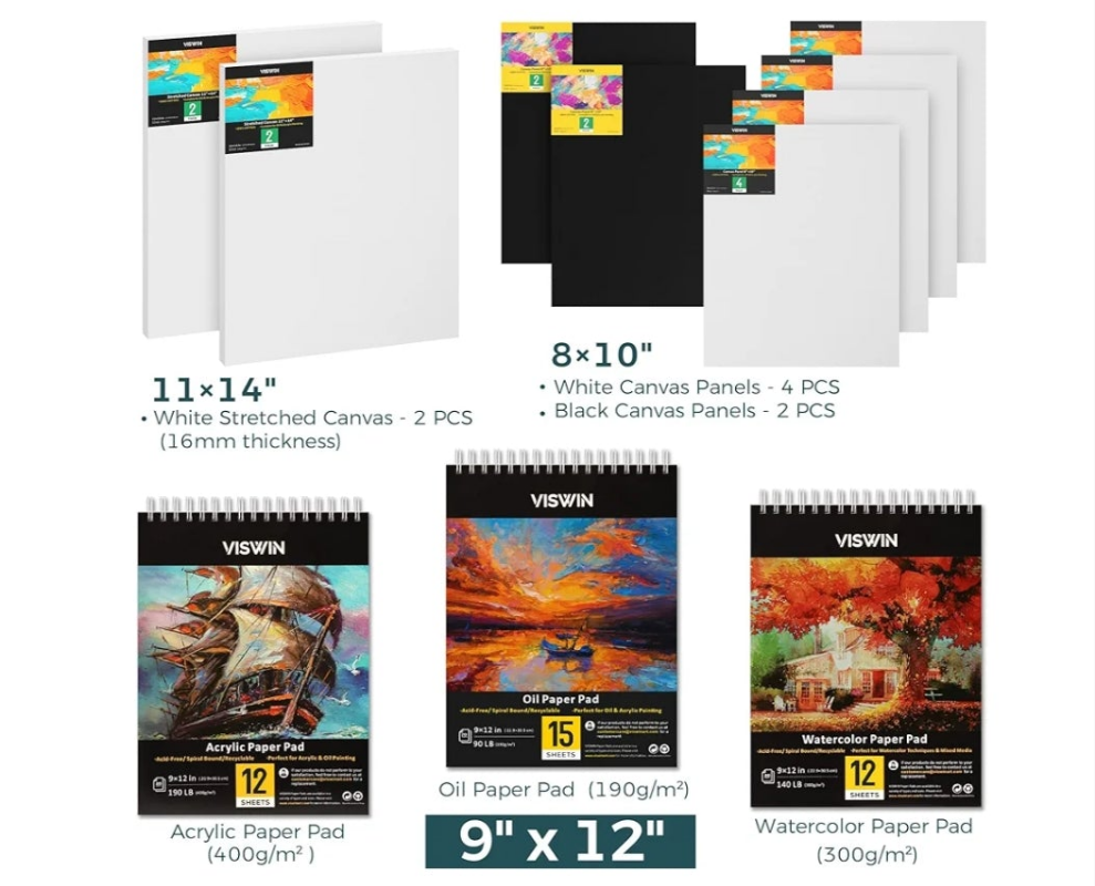All-in-One Art Painting Set with Aluminum & Beech Wood Easel, 96 Acrylic, Watercolor & Oil Paint Set, Canvases, Painting Kit with Complete Art Supplies for Adult, Student, Beginner, Artist
