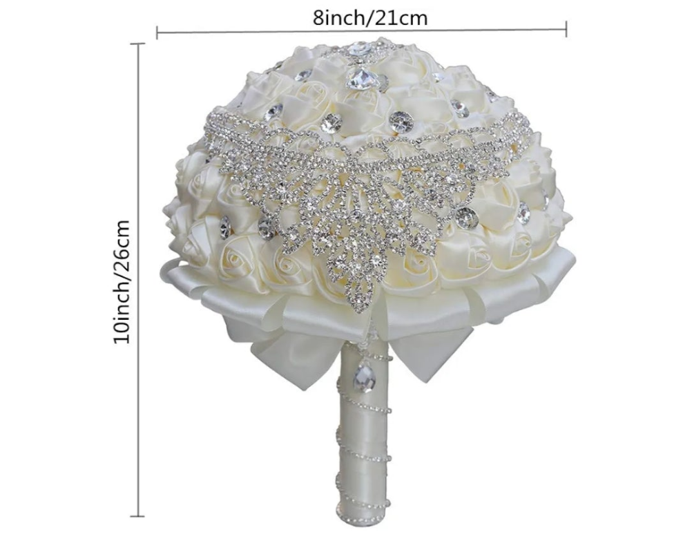 Handmade Luxury Wedding Bridal Bouquet Large Silk Rose Holding Toss Artificial Flowers Bouquets with Satin Ribbon Pearls Rhinestone for Bride Vintage Royal Wedding BouquetHandmade Luxury Wedding Bridal Bouquet Large Silk Rose Holding Toss Artificial Flowe